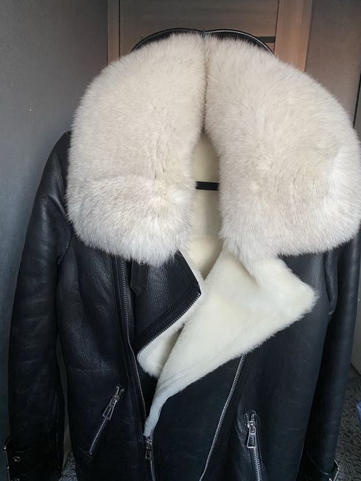 Натуральна дублянка - авіатор с білим  песцем, як нова!