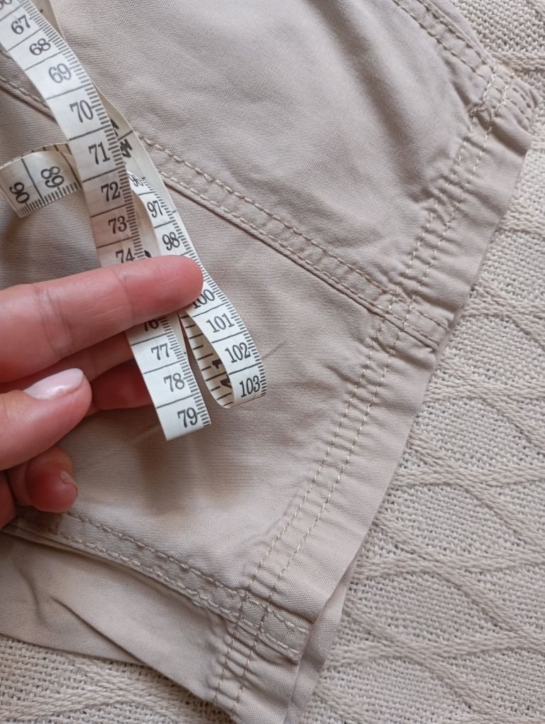H&M Dividef 38r Luźne beżowe spodnie cargo  z bawełnianego płótna