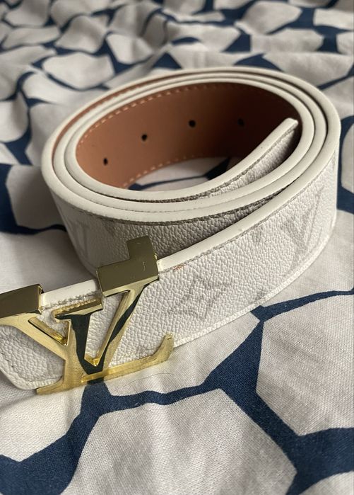 Pasek Louis Vuitton 105 cm – , biały, jak nowy, okazja