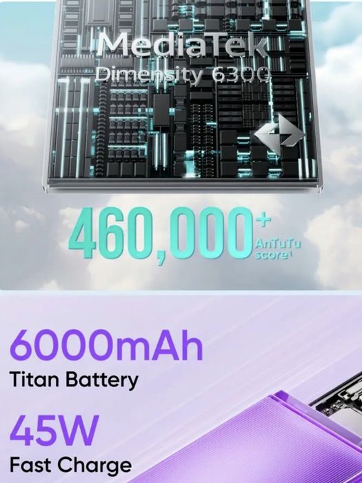 НОВИЙ! Realmi 14T 8+10/256 Gb 5G AMOLED 120 Hz NFC Purple GLOBAL IP69