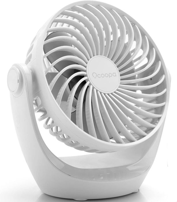 OCOOPA Wentylator USB Biurkowy 360° Cichy 3 Prędkości Kabel USB Biały