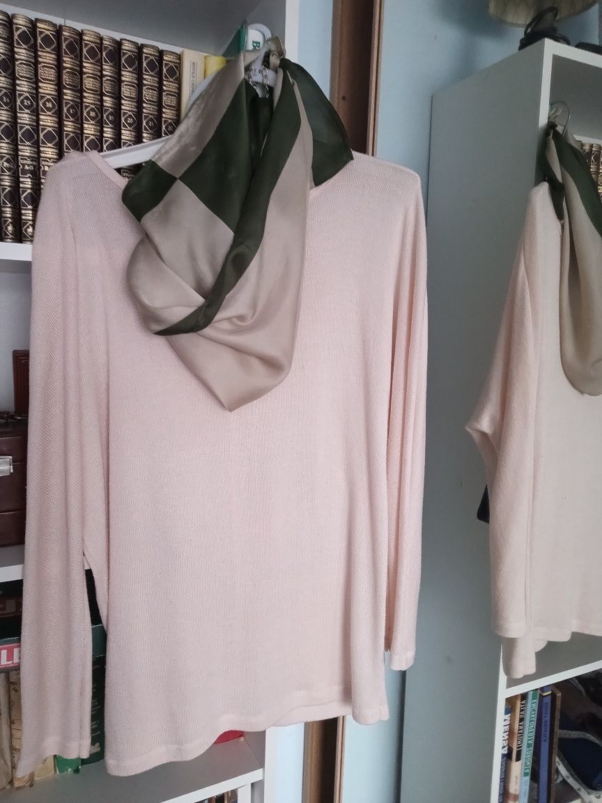 Ładna bluzka pudrowy róż z dzianiny M-XL