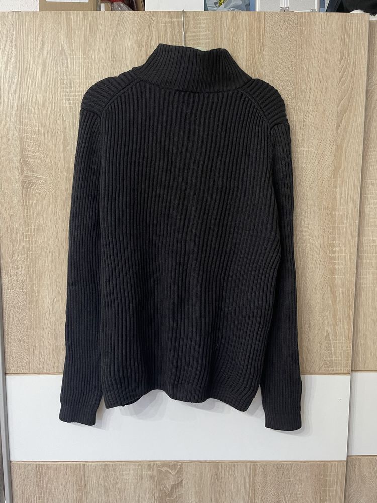 Sweter Hugo Boss XL 100% virgin wool elastyczny szary ciepły ze stojka