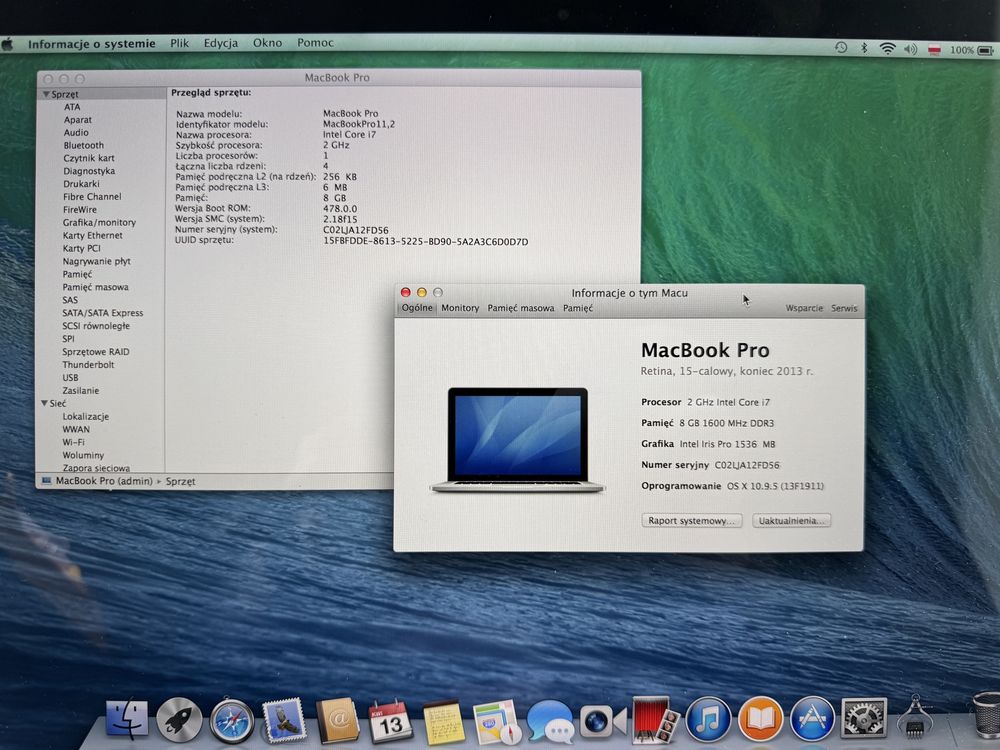 MacBook Pro A1398/late2013/i7/2.0GHz/8GB/128GB/15.4