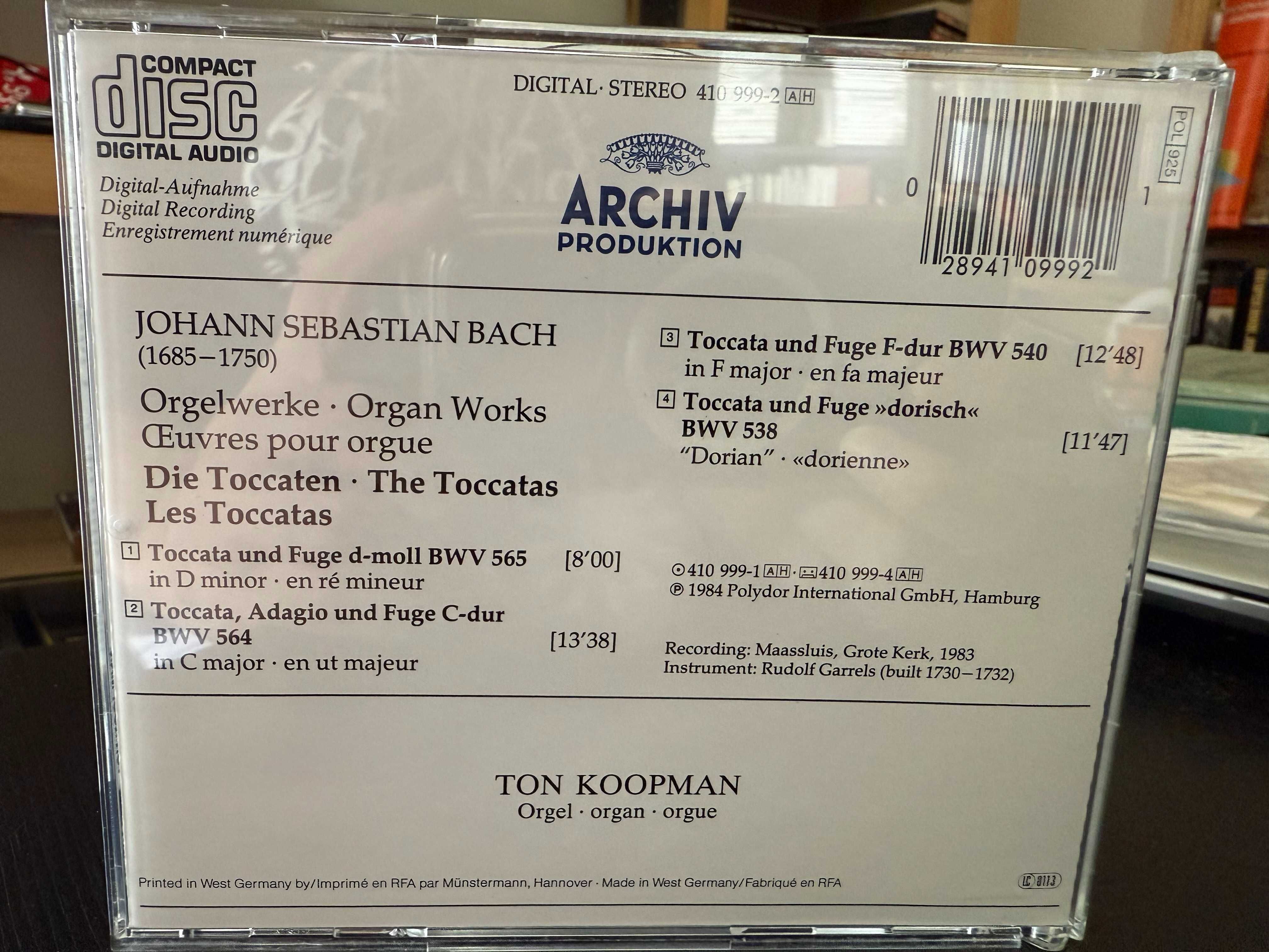 Bach – Organ Works - Toccaten & Fugen – Ton Koopman