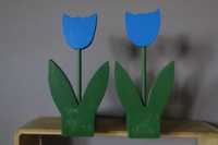 Drewniana rzeźba tulipan podpórki do książek 2 szt