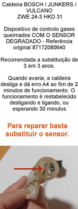 Vendo 3 sensores NTC para reparação de caldeira JUNKERS / VULCANO ZWE