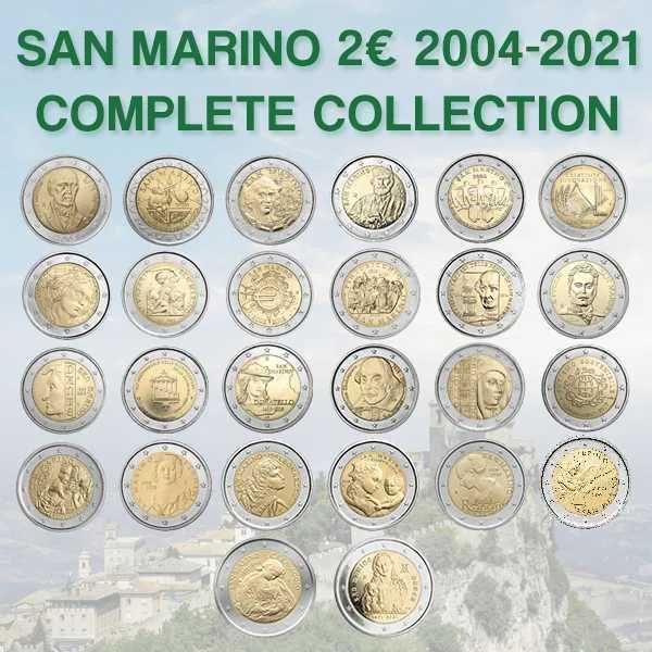 Conjunto 2€ comemorativas de São Marino 2004 a 2021