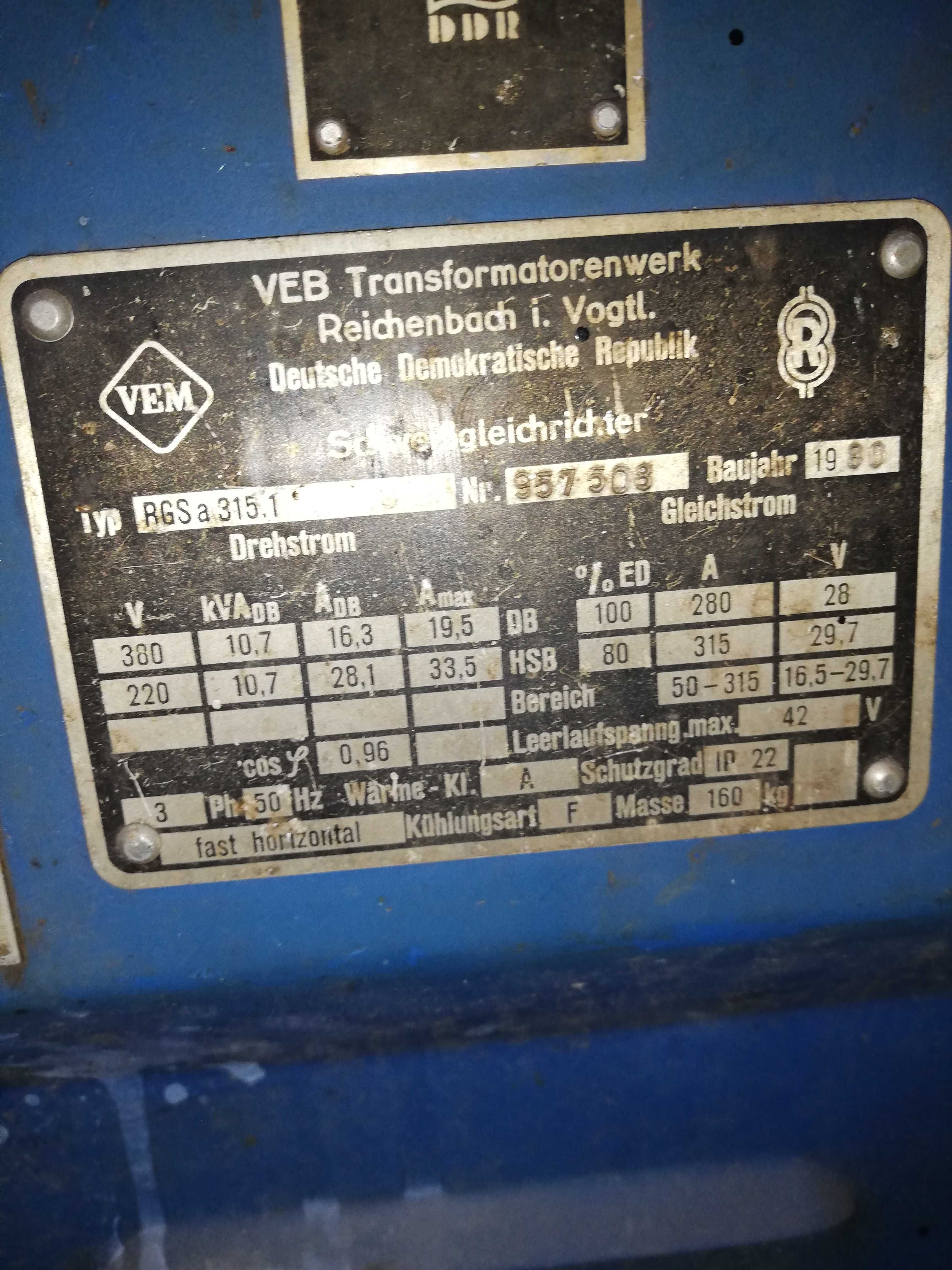 Spawarka migomat DDR Compakta RGS a 315.1 A podajnik Mansfeld 315 A