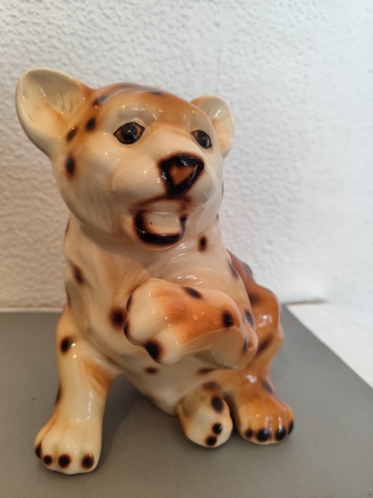 Porcelanowy lampard gepard figurka vintage retro prl