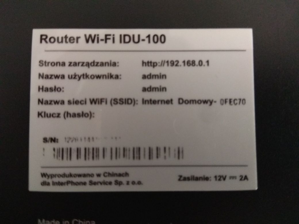 Router Wi-Fi IDU-100