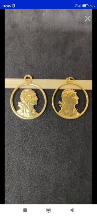 Moedas 1 escudo Pingentes banho de ouro