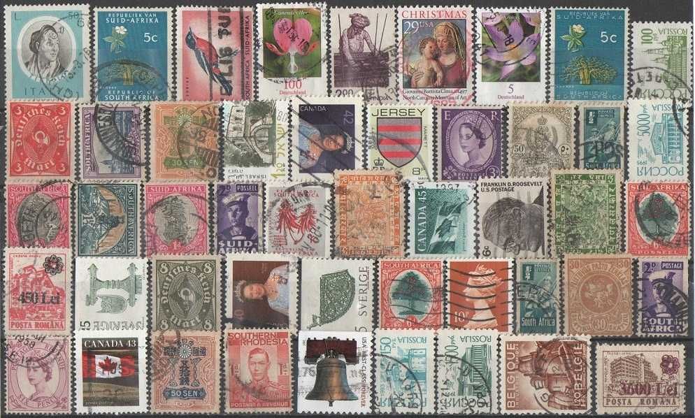Filatelia: lote de 195 selos e 5 blocos