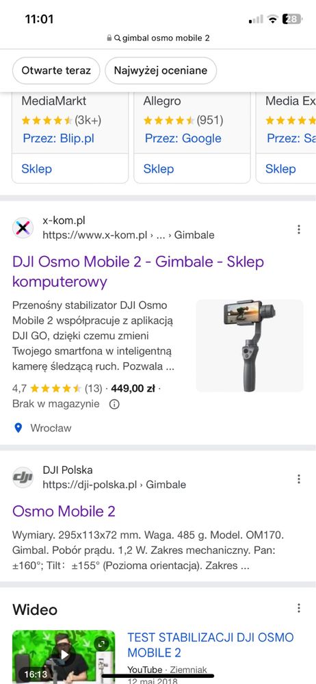 Gimbal osmo mobile 2 - używany - w pełni sprawny - stan bdb!