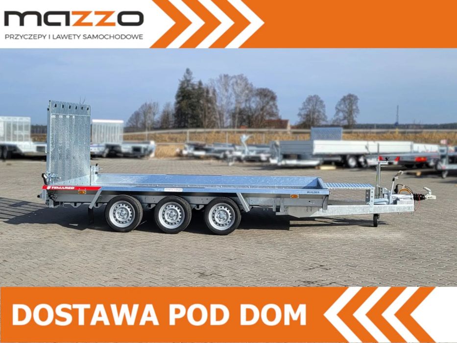 TEMARED Przyczepa koparkowa budowlanka 400x180cm DMC3500kg 3-osiowa z trapem  DMC 3500kg! R13C! MOCNA budowlanka koparkowa Temared builder 4018/3