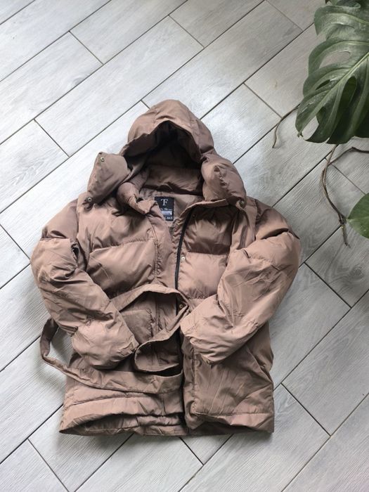 Шоколадна зимова куртка-трансформер Twice | з поясом, розмір M