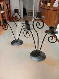 2 candelabros/porta velas pretos vintage