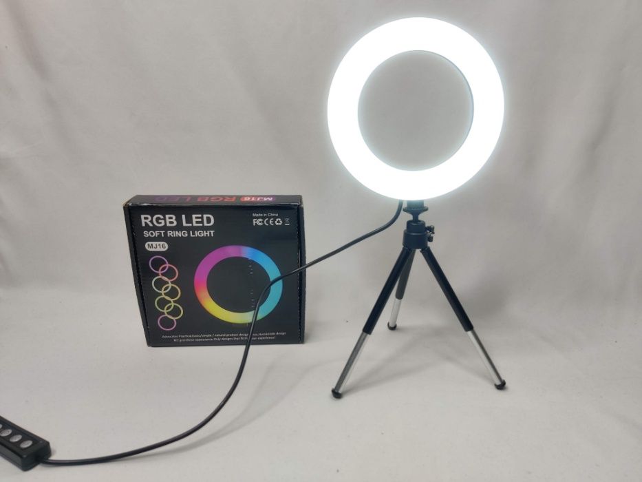 [NOVO] Ring Light 16 cm [RGB] com Tripé Extensível [12 - 17 cm]