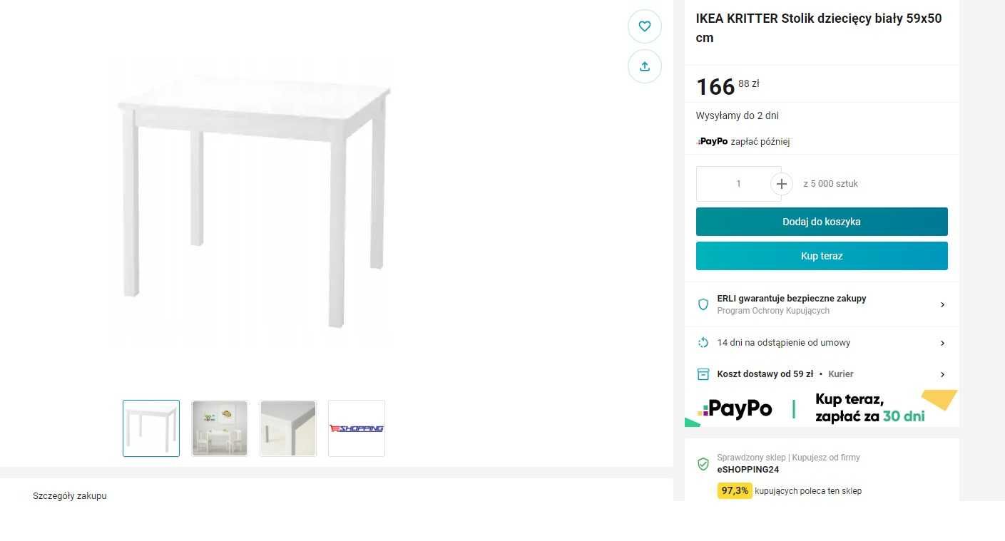 IKEA KRITTER Stolik dziecięcy z krzesełkami biały