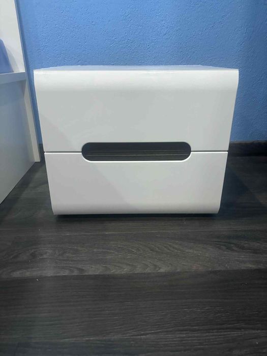 Szafka nocna Azteca Trio 50 cm z 2 szufladami - biały połysk.