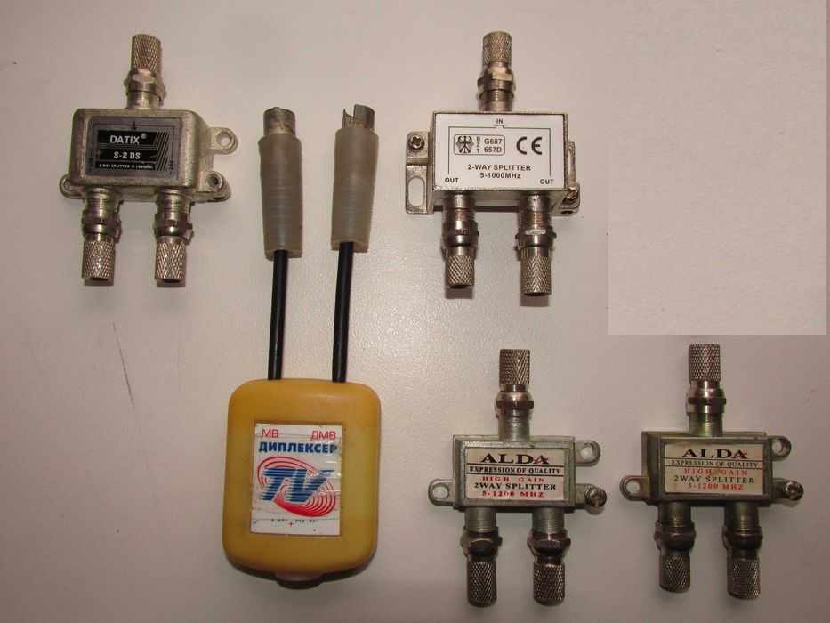 Разветвители, наконечники, соединители  для коаксиального тв кабеля
