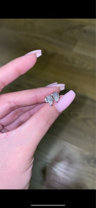 Серьги-гвоздики с муассанитом 1.00 карат GRA серебро 925