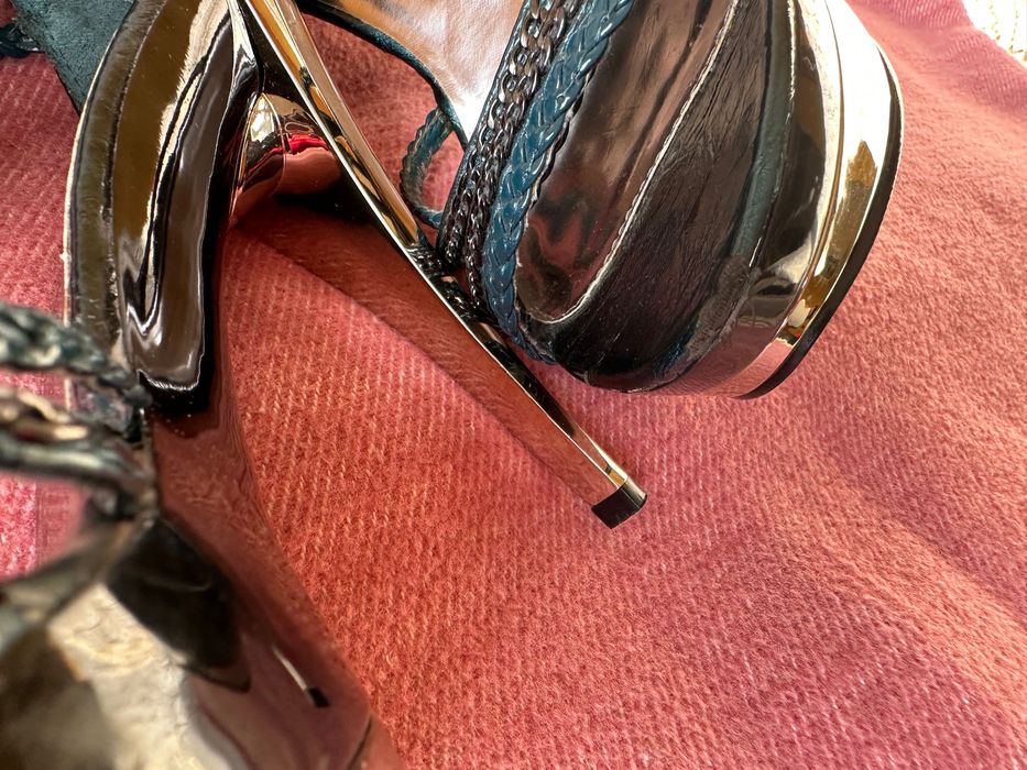 Szpilki damskie srebrno-morskie