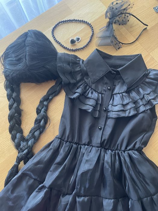 Strój Halloween Wednesday dla dziewczynki 7-8 lat