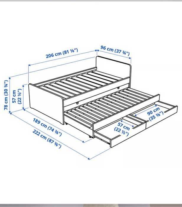 Łozko IKEA SLAKT podwojne 90x200