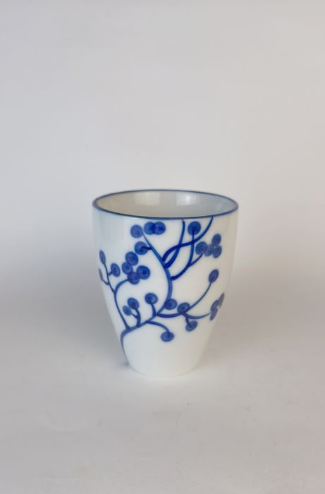 Kubek barowy ASA porcelana ręcznie malowany kobalt folk retro cottage