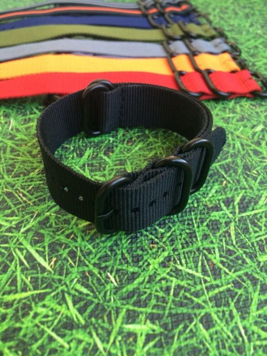 Ремінець для годинника Zulu nato strap 18,20,22,24 мм,чорна фурнитура.