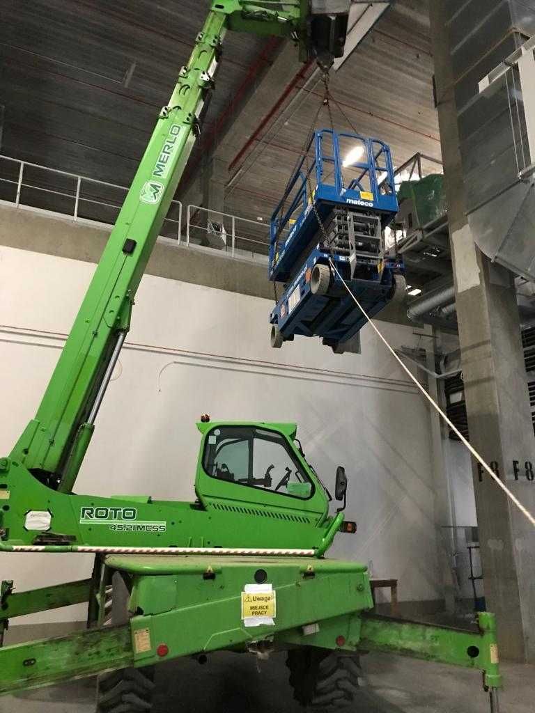 Ładowarka teleskopowa wynajem usługi rozładunek Merlo Manitou zwyżka