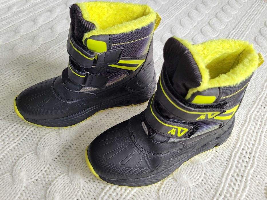 PEPPERTS Śniegowce dziecięce buty zimowe wodoodporne rzep CZARNE 31