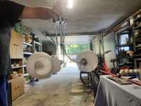 2 lampy ,3 biale kule i 2lampa abazur