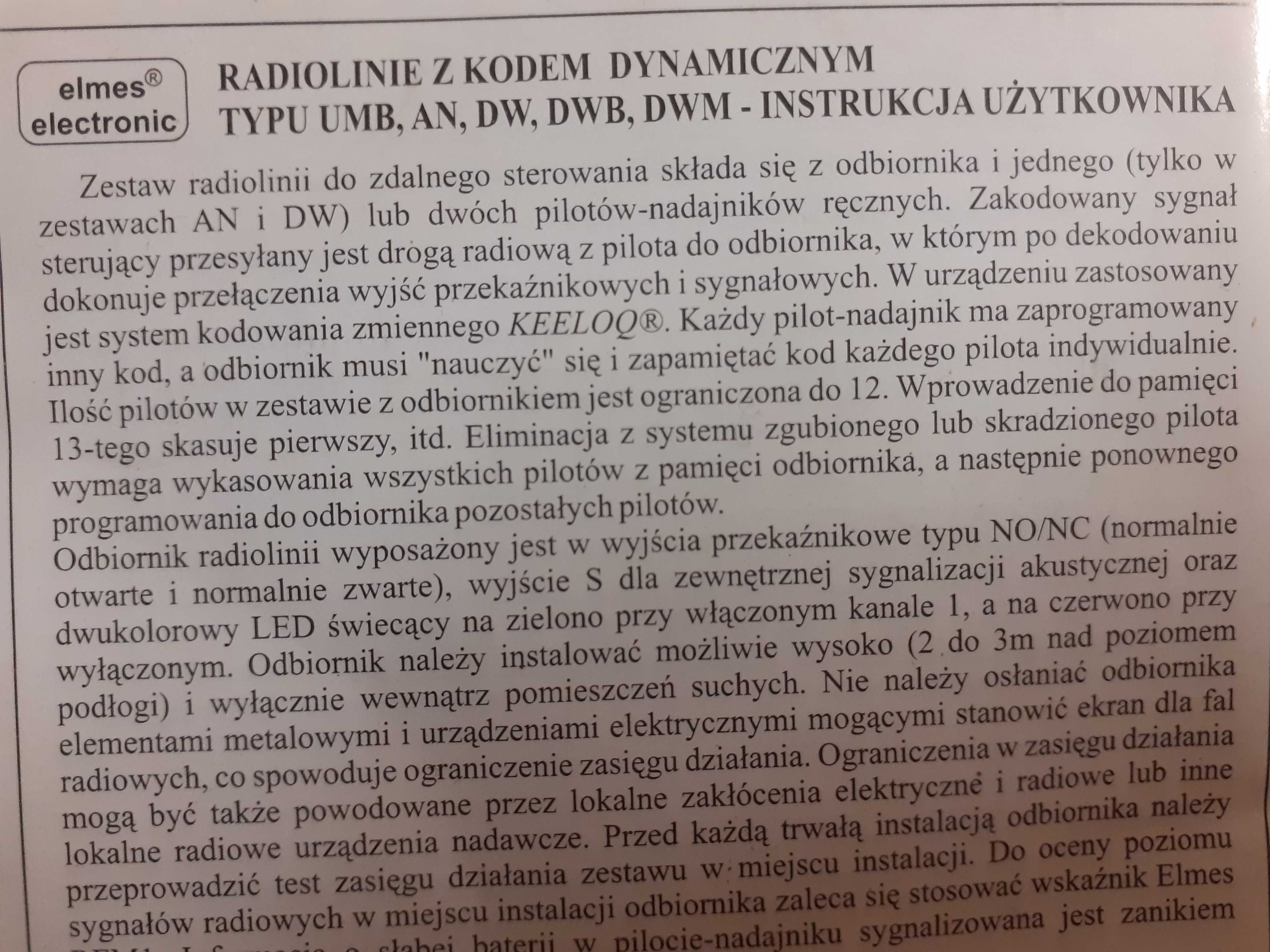 Radiolinia z Kodem Dynamicznym np Przekaźnik Anty Napadowym