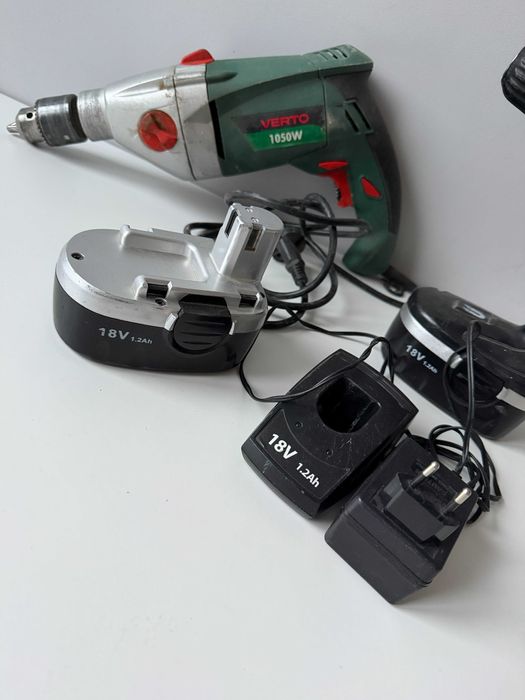 Wkrętarka akumulatorowa + Wiertarka Verto 1050W / Zestaw do naprawy