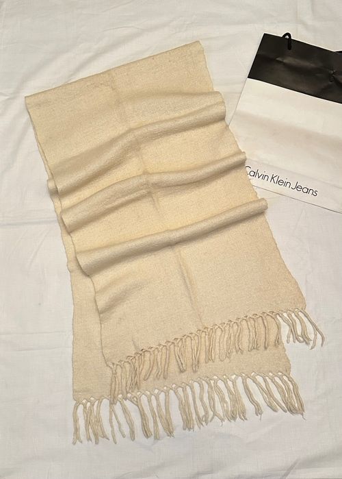 Молочний/білий теплий шарф, зимовий бежевий палантин