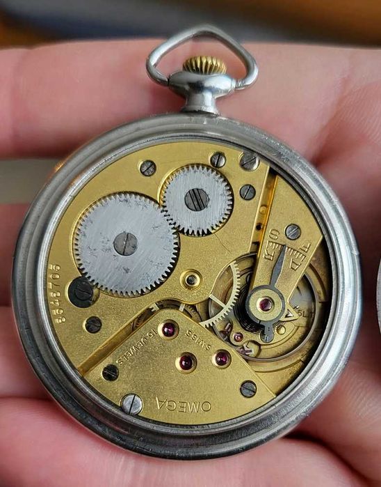 Zegarek Omega Art Deco kieszonka vintage stalowa 38.5L T1 - 1937r