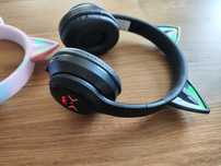 Słuchawki bluetooth dla dziecka świecące kocie uszy - czarne