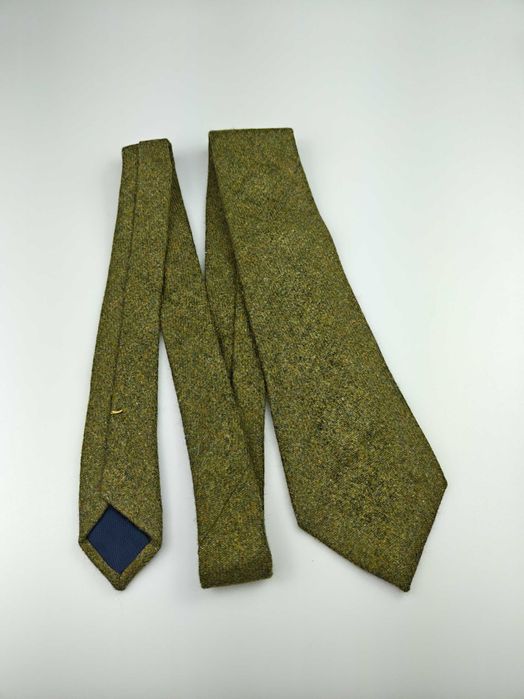 Zielony wełniany włoski krawat khaki wrz10