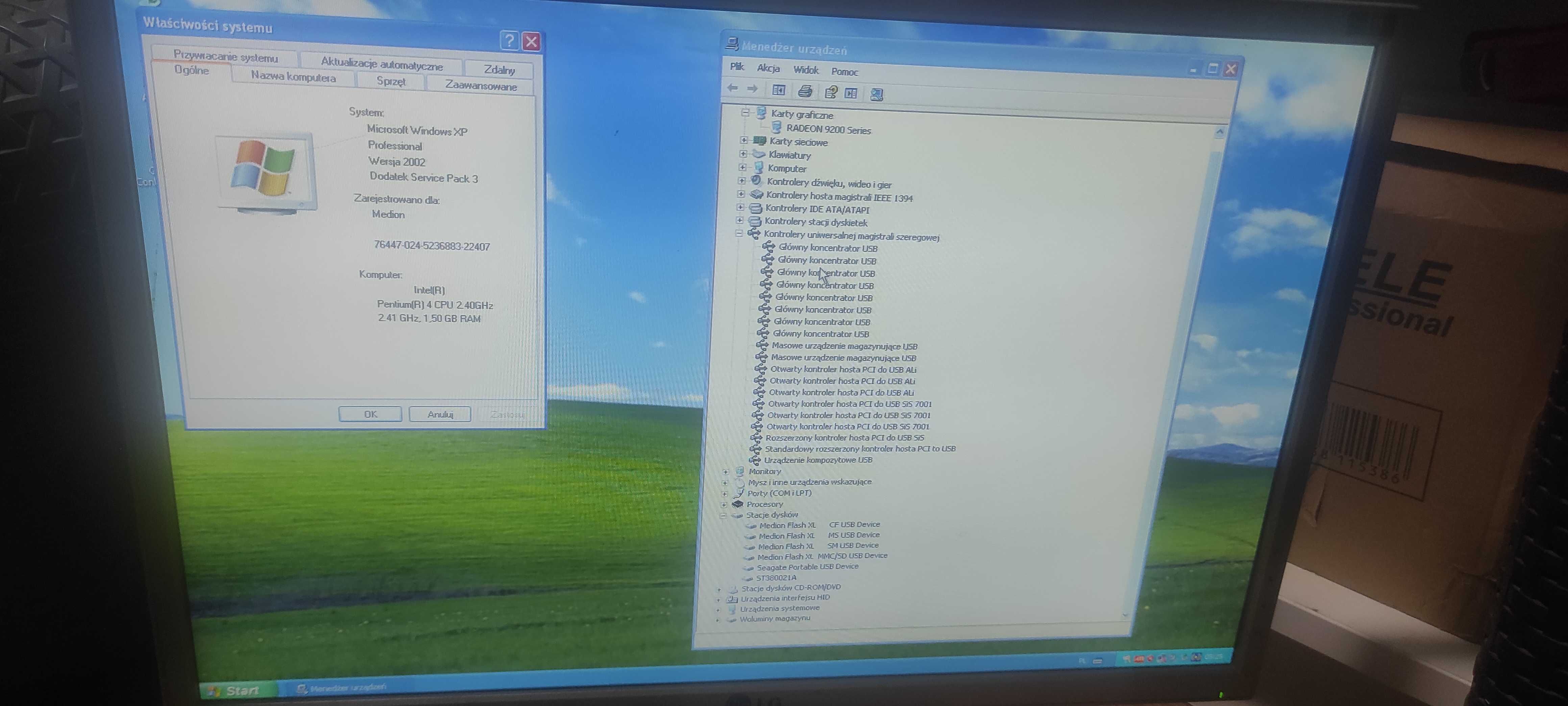 Komputer Medion Pentium 4 2.4GHz 1,5 Gb RAM HDD 80gb ATI 9250 64Mb