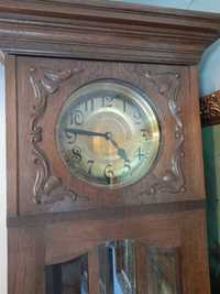 Piękny  duży dębowy  zegar stojący Chłop sygnowany MS