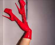 Стріпи Стрипы Ботфорти червоні красные Pleaser розм.40й  трійки тройки