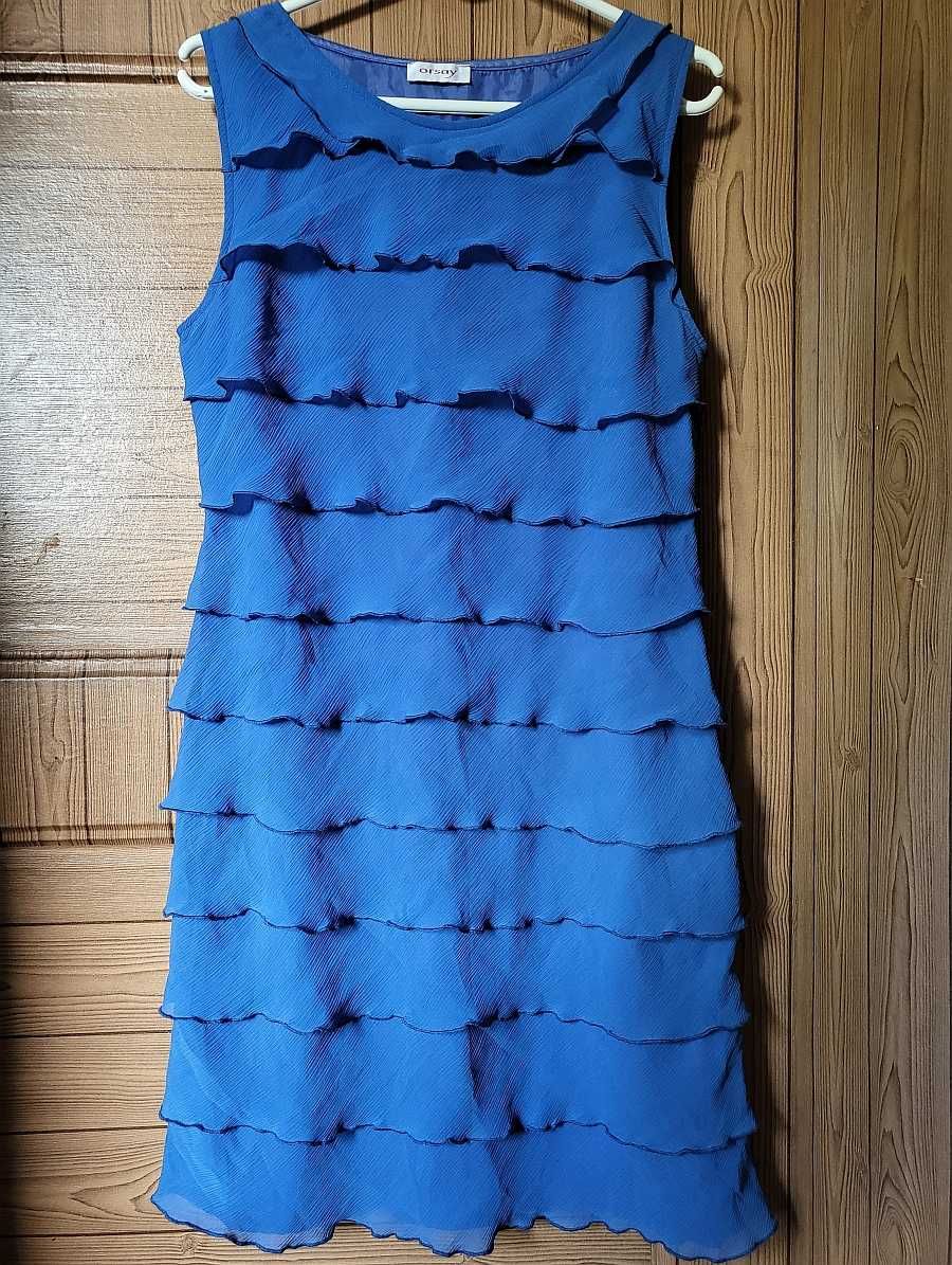sukienka Orsay 40 L niebieska błękitna falbanki wesele chrzciny