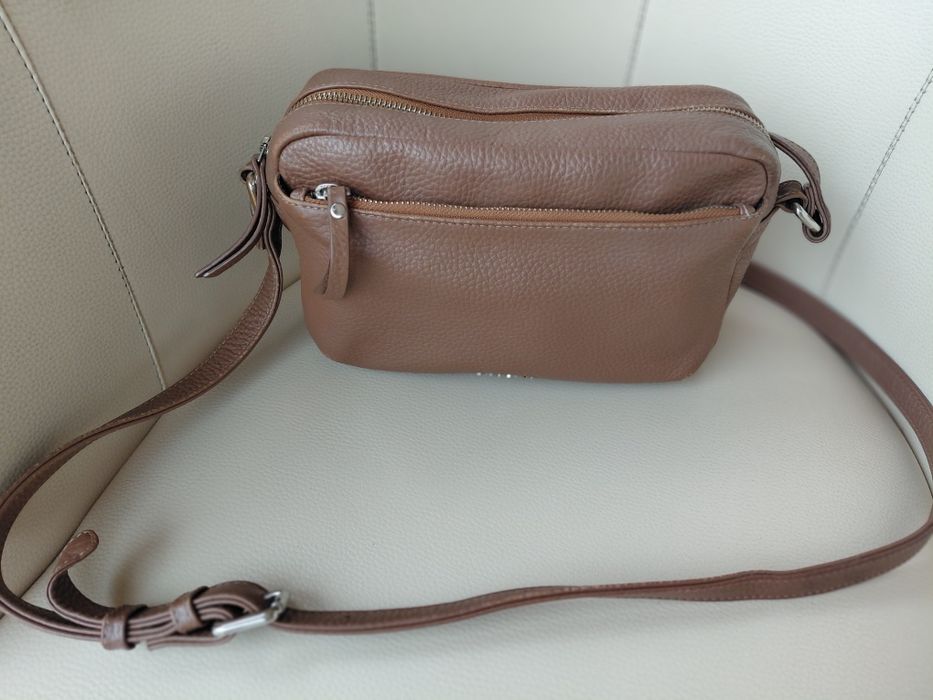 PUCCINI  brązowa torebka listonoszka skórzana