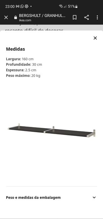 Prateleira com suporte IKEA
