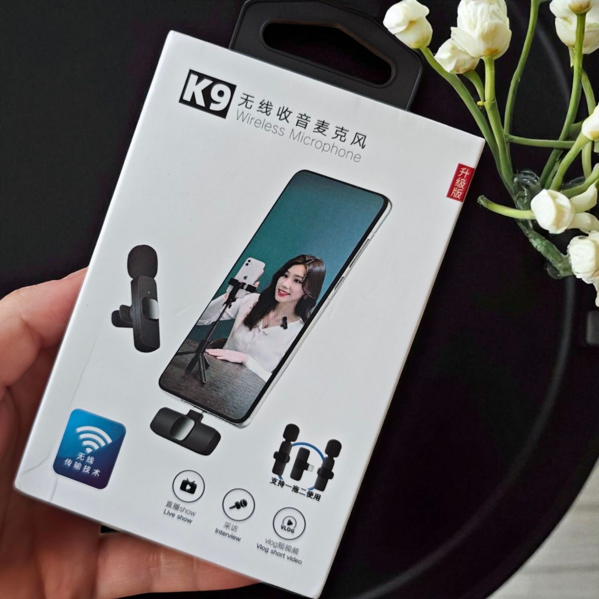 Mini mikrofon bezprzewodowy K9 do iPhone Bluetooth czarny