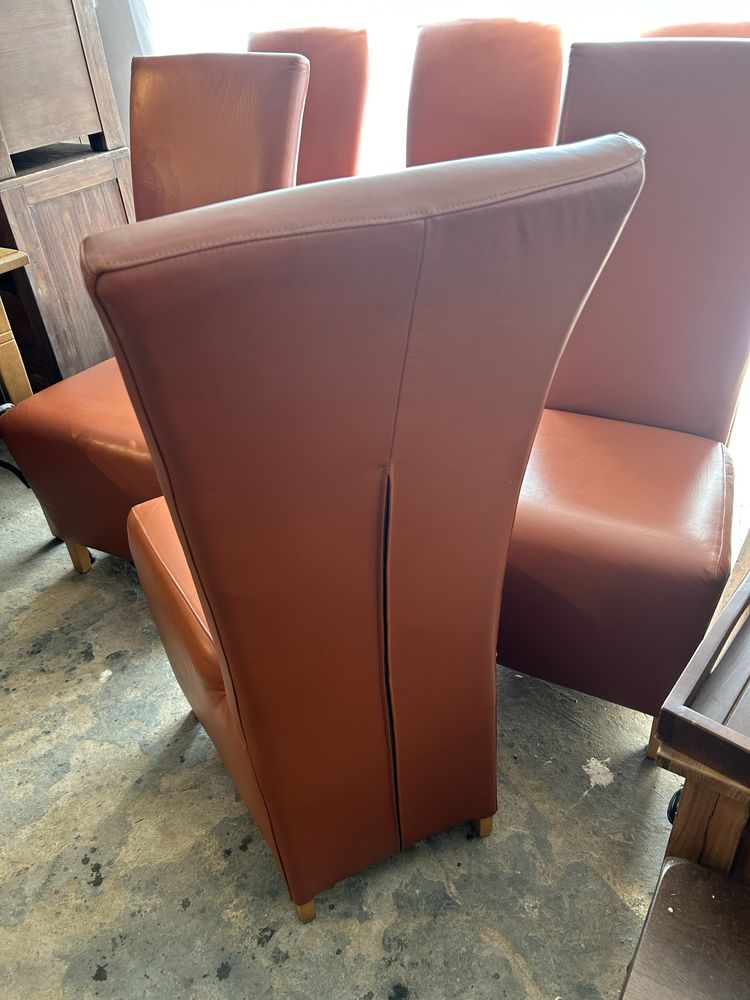 Krzesła skórzane ceglane 6 sztuk