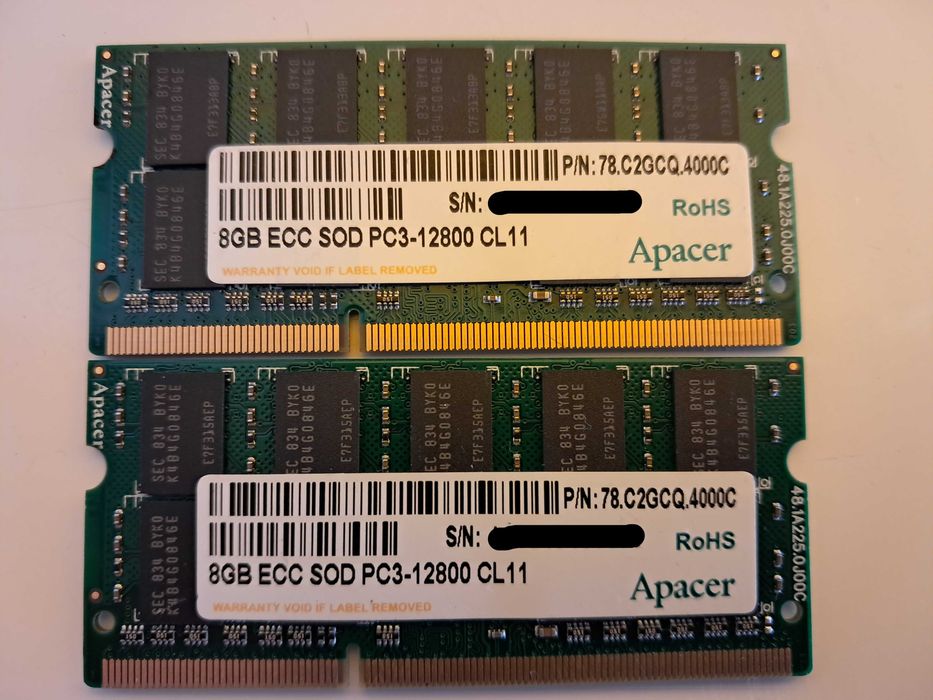 OKAZJA - 2 Pamięć APACER DDR3 8GB (2x8GB) PC3-12800 CL11