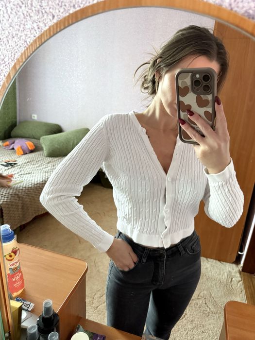 Біла кофтинка кардиган S